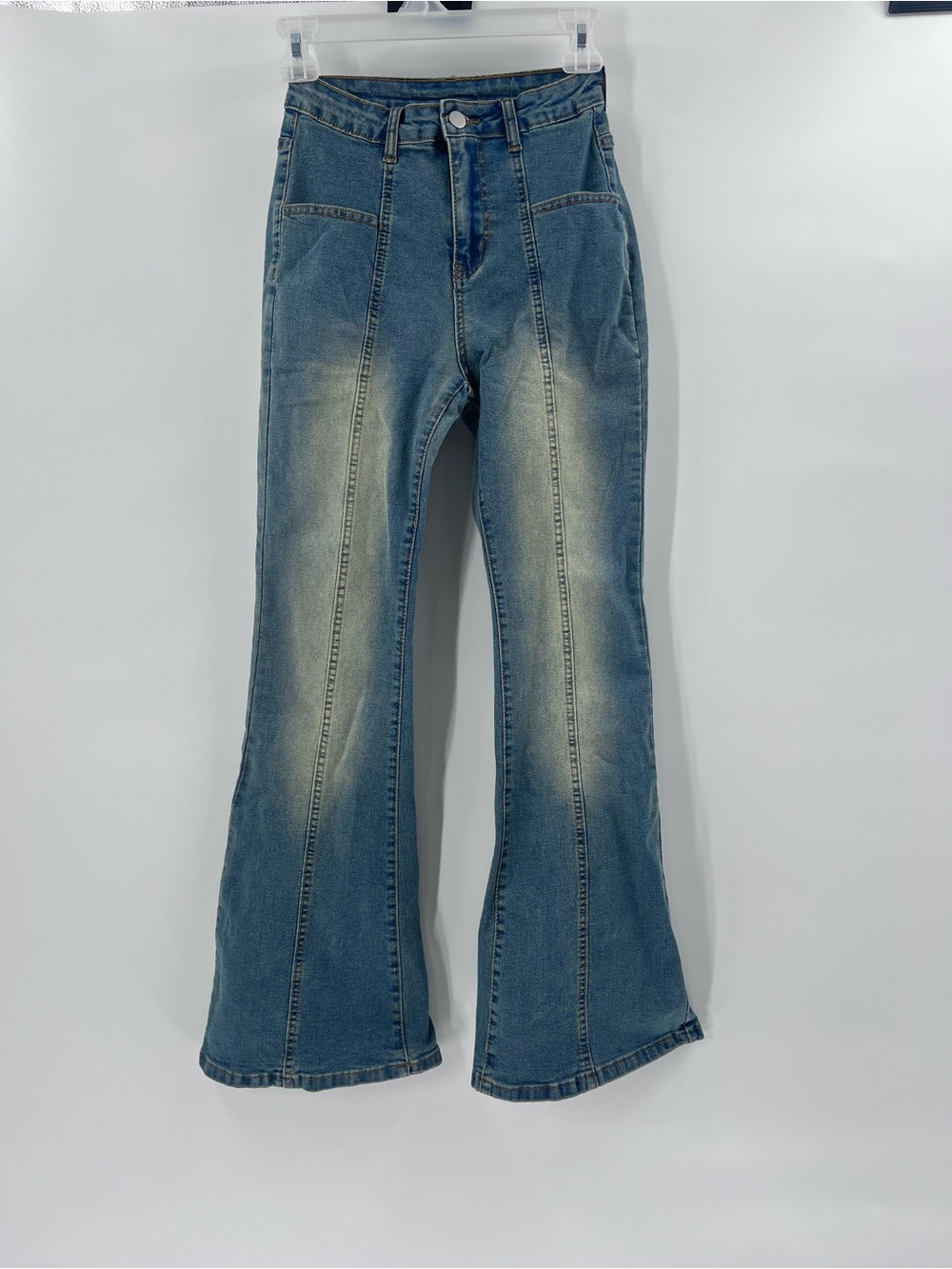 Dazy High-Waist Flared Jeans in Washed Dark Gray - Women size small NWT - Picture 5 of 12